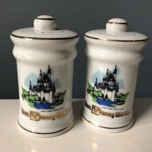 Vintage Walt Disney World Castle Souvenir Salt & Pepper Shakers Porcelain Japan